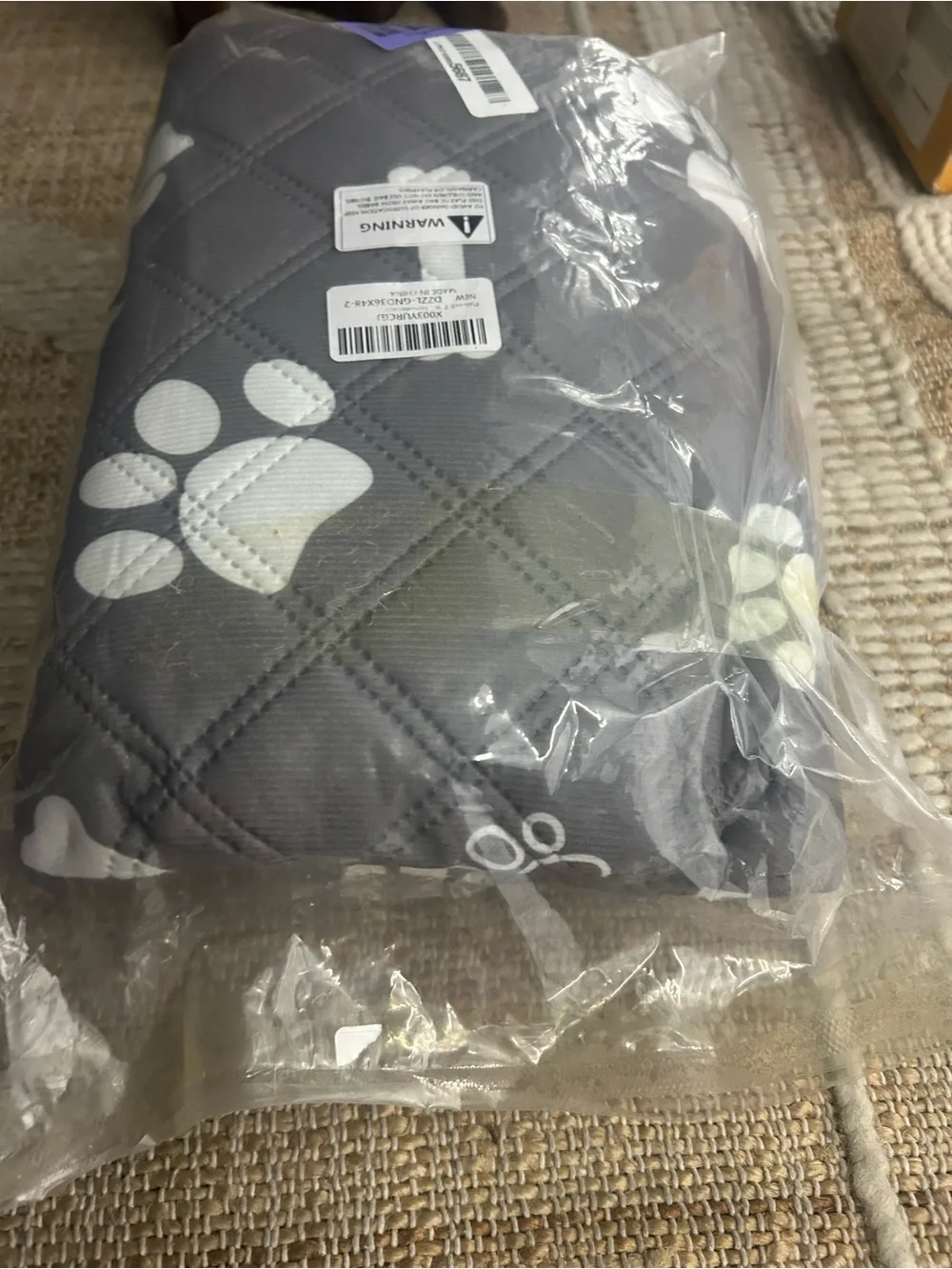 Gray Paw-Print Quilted Dog Pad - Protective Pet Mat